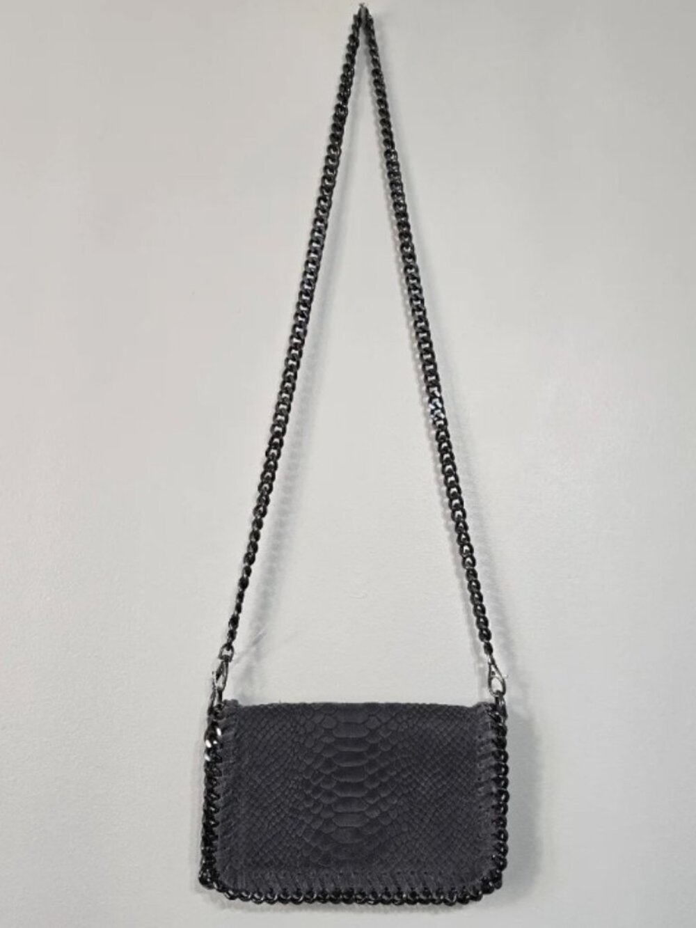 Borse In Pelle Italian Designer Leather Chain Strap Crossbody Bag Gray